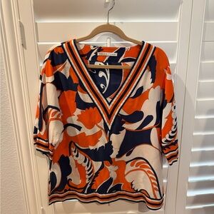 Trina Turk Orange and Navy Size L